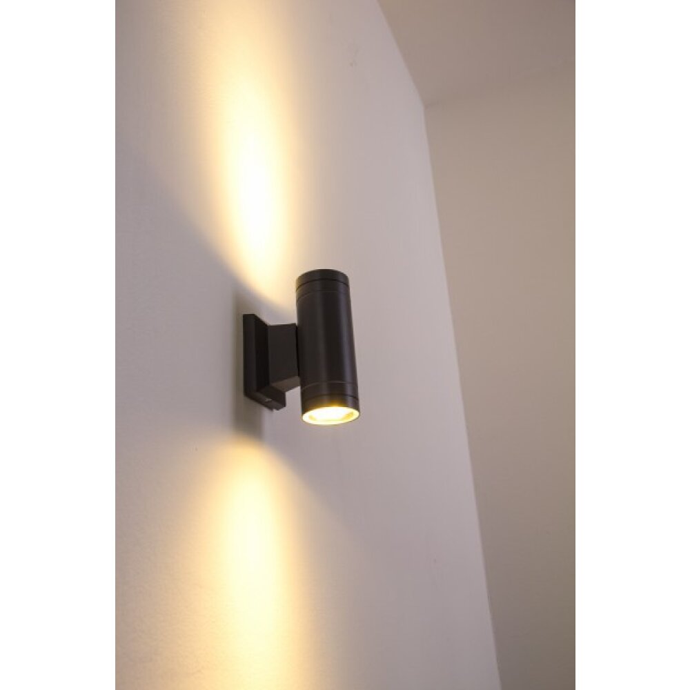 Globo GU10 LED Außen-Wandleuchte – 2x5W, IP44, Schwarz, Aluminium – Mit 2x 420 Lumen, Warmweiß (3000K) & Inklusive LED-Leuchtmittel