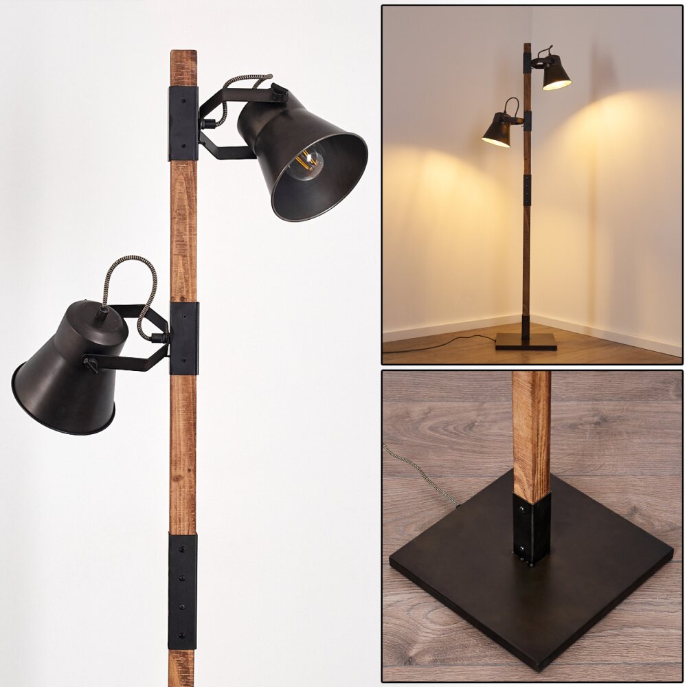 Oksbol Stehleuchte Dunkelbraun, Grau, Stahl gebürstet, 2-flammig main product photo