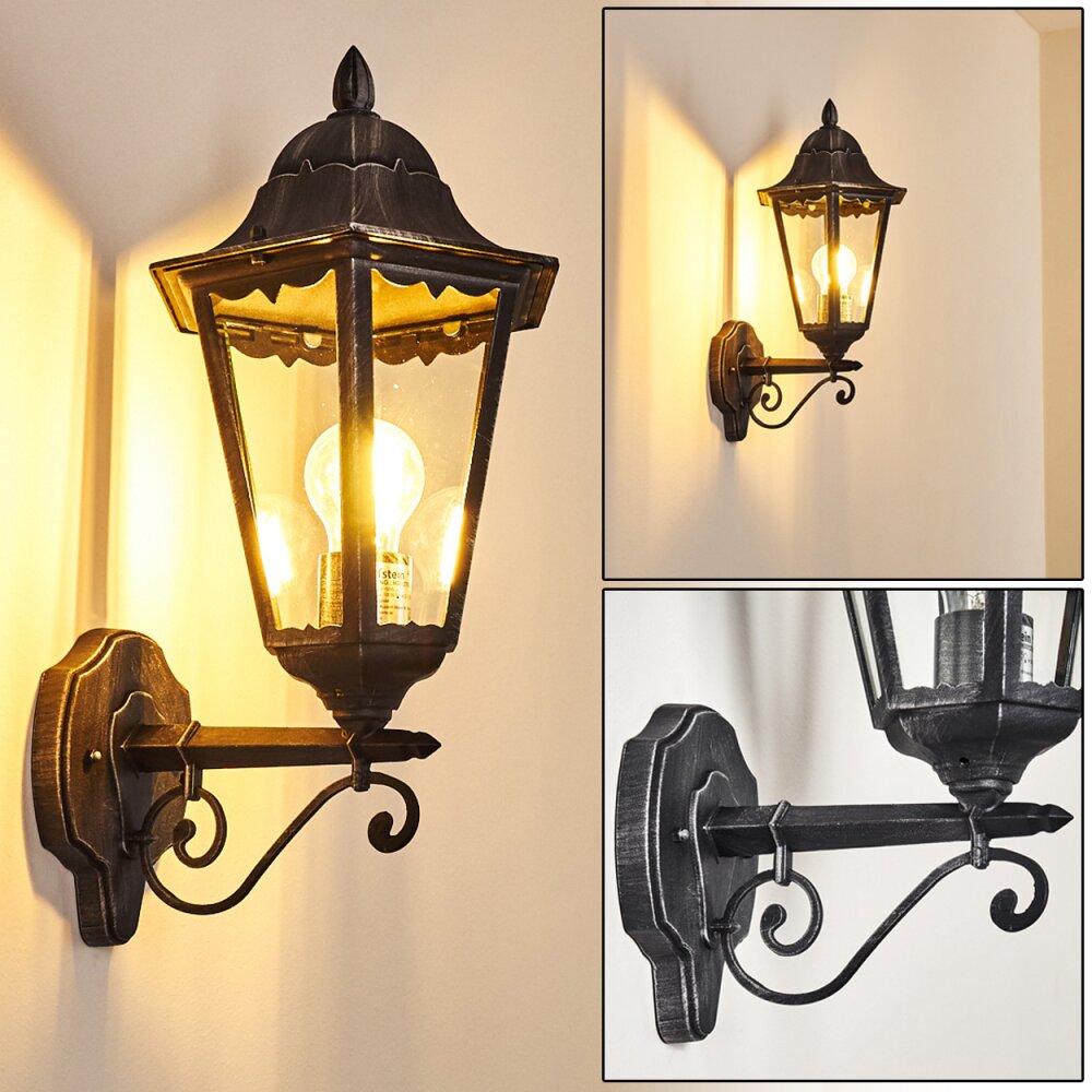 Lignac Außenwandleuchte Schwarz, Silber, 1-flammig main product photo