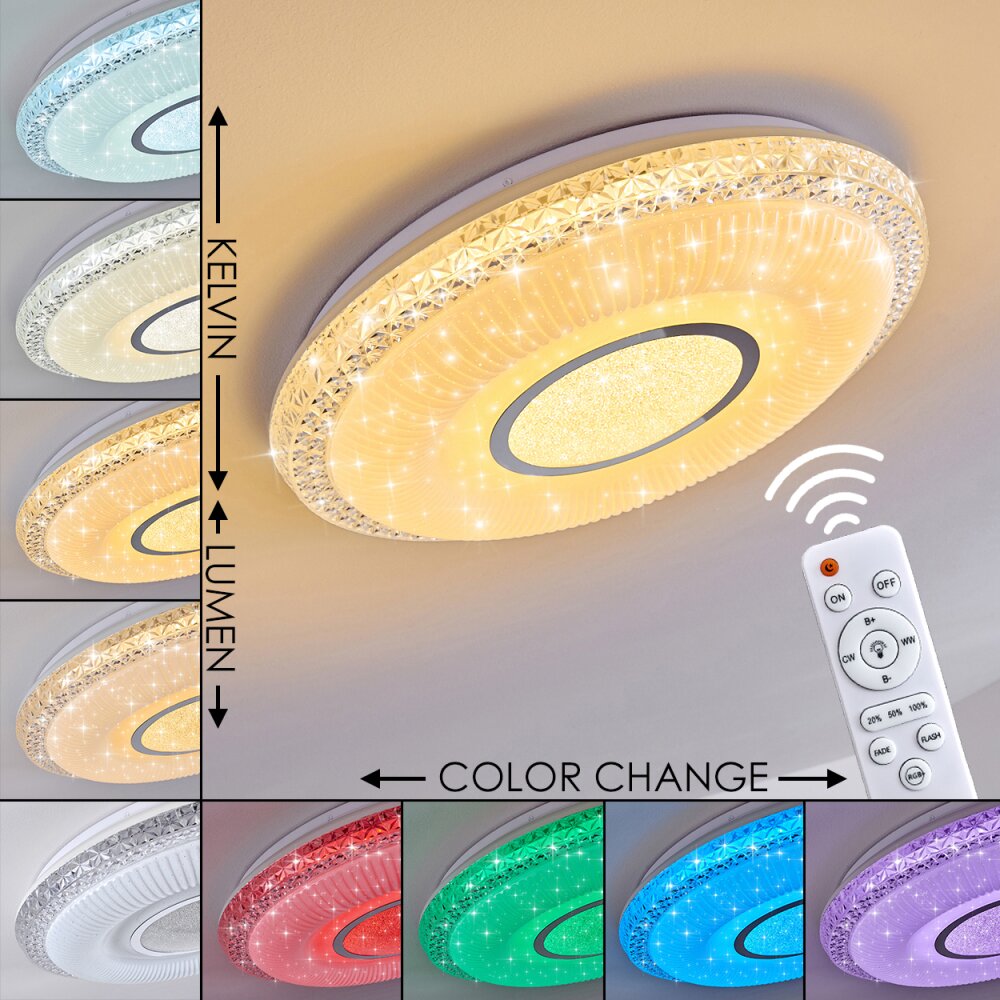 Avoriaz Deckenleuchte LED Weiß, 2-flammig, Fernbedienung, Farbwechsler main product photo