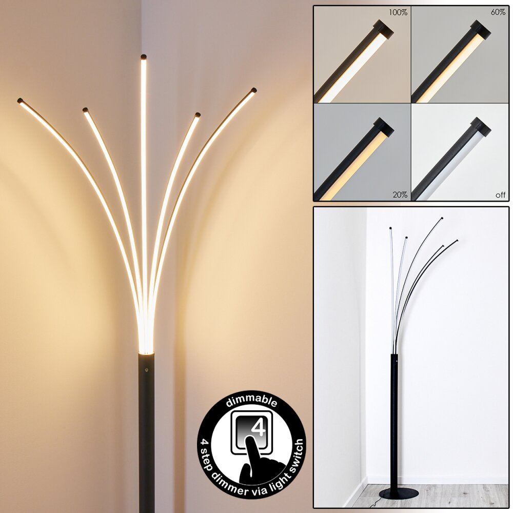 Bakersfield Stehleuchte LED Schwarz, Weiß, 1-flammig main product photo