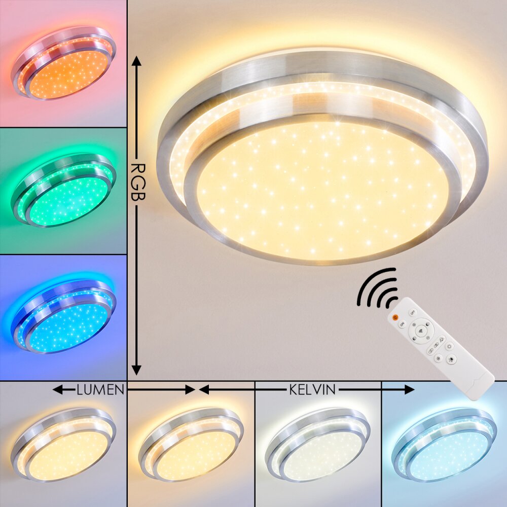 Mirabeau Deckenleuchte LED Aluminium, 2-flammig, Fernbedienung, Farbwechsler main product photo