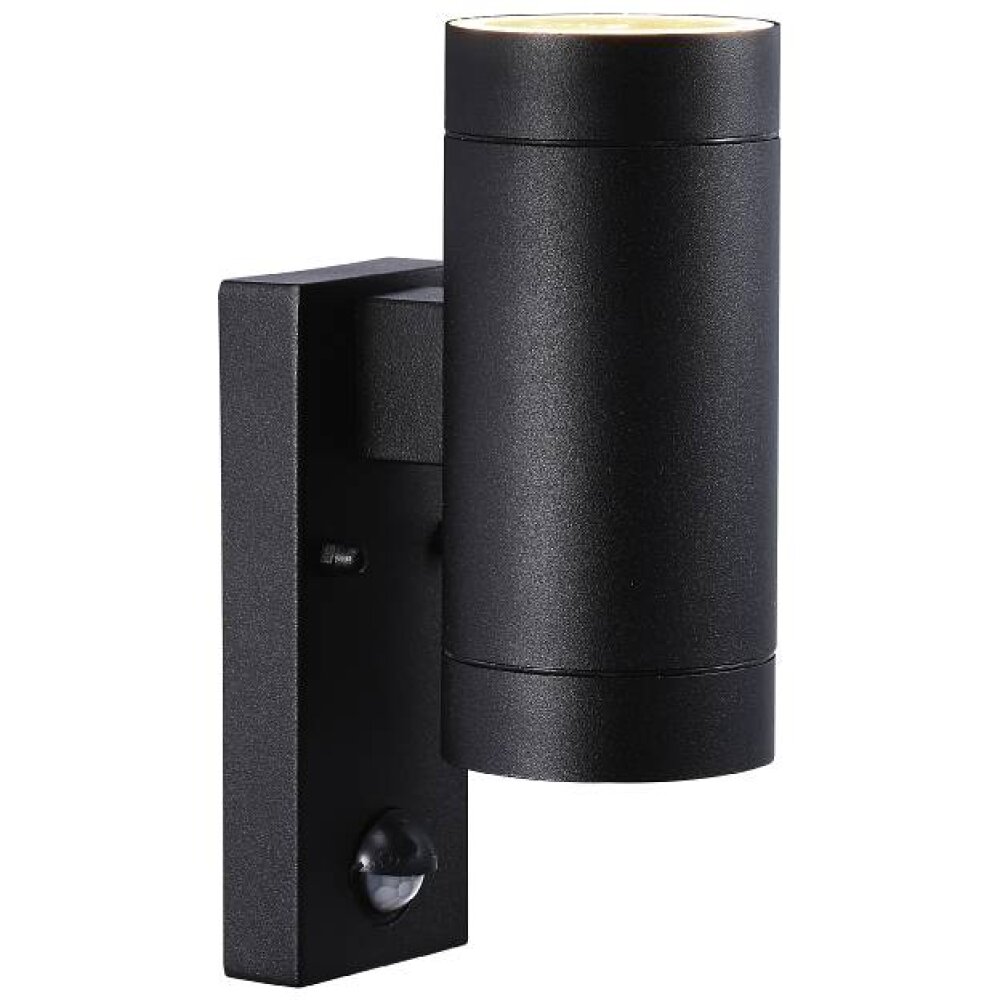 Nordlux TIN Außenwandleuchte Schwarz, 2-flammig, Bewegungsmelder main product photo