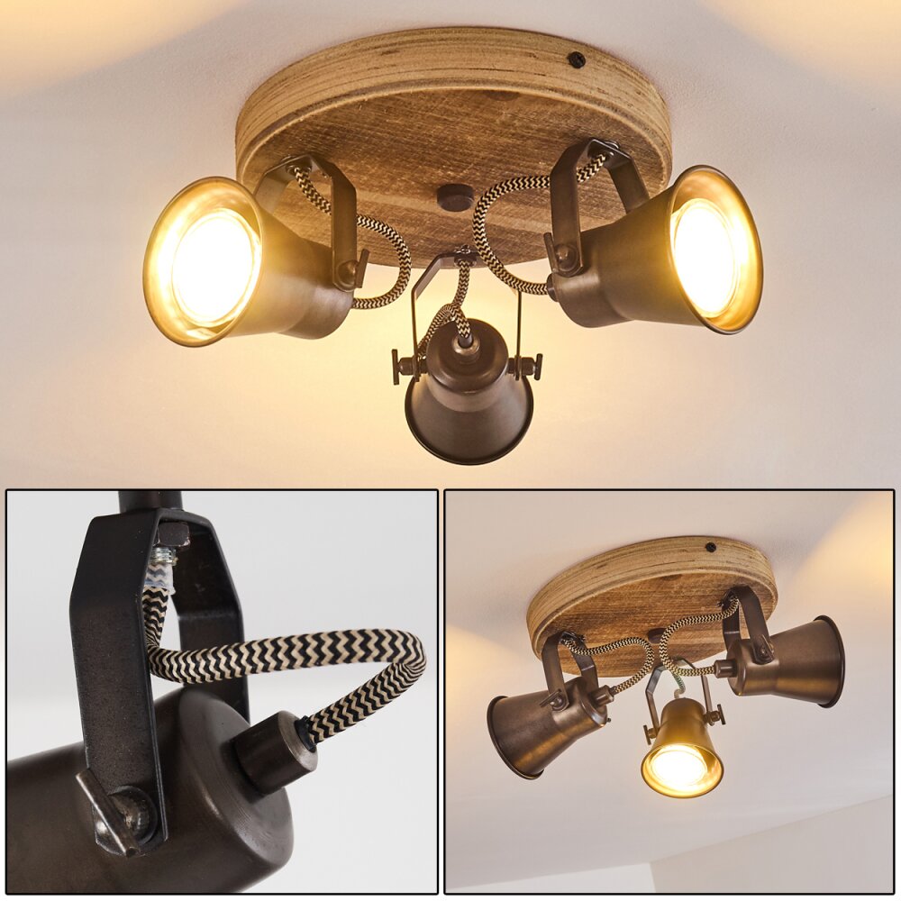 Skodsbol Deckenleuchte Holz hell, Schwarz, 3-flammig main product photo