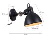 Steinhauer Mexlite Wandleuchte Schwarz, 1-flammig