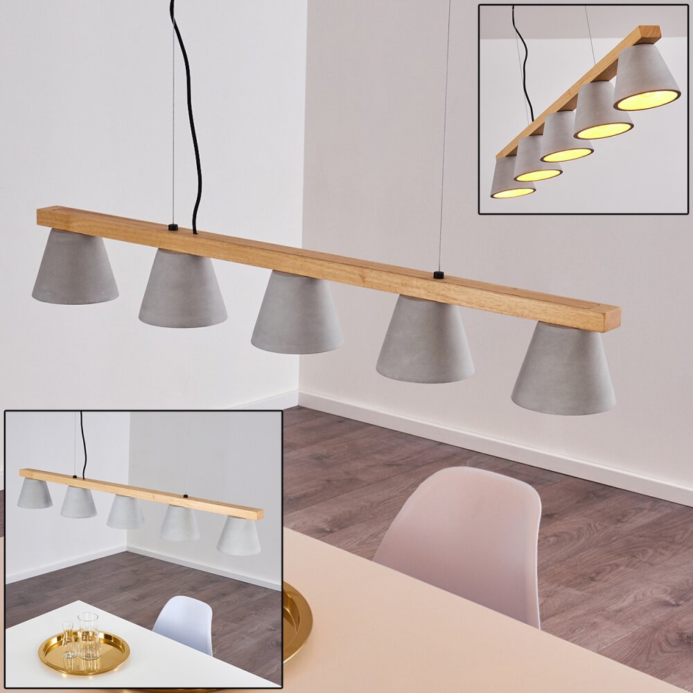 Halltorp Pendelleuchte Holz hell, Schwarz, 5-flammig main product photo
