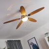 Valeria Deckenventilator Chrom, Holz hell, Nickel-Matt, 1-flammig