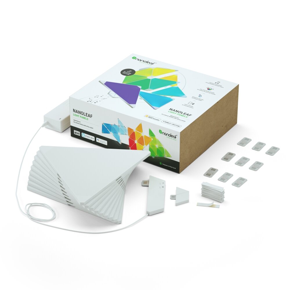nanoleaf Rhythm Starter Kit Wandleuchte 9er-Pack LED Weiß, 1-flammig, Fernbedienung, Farbwechsler