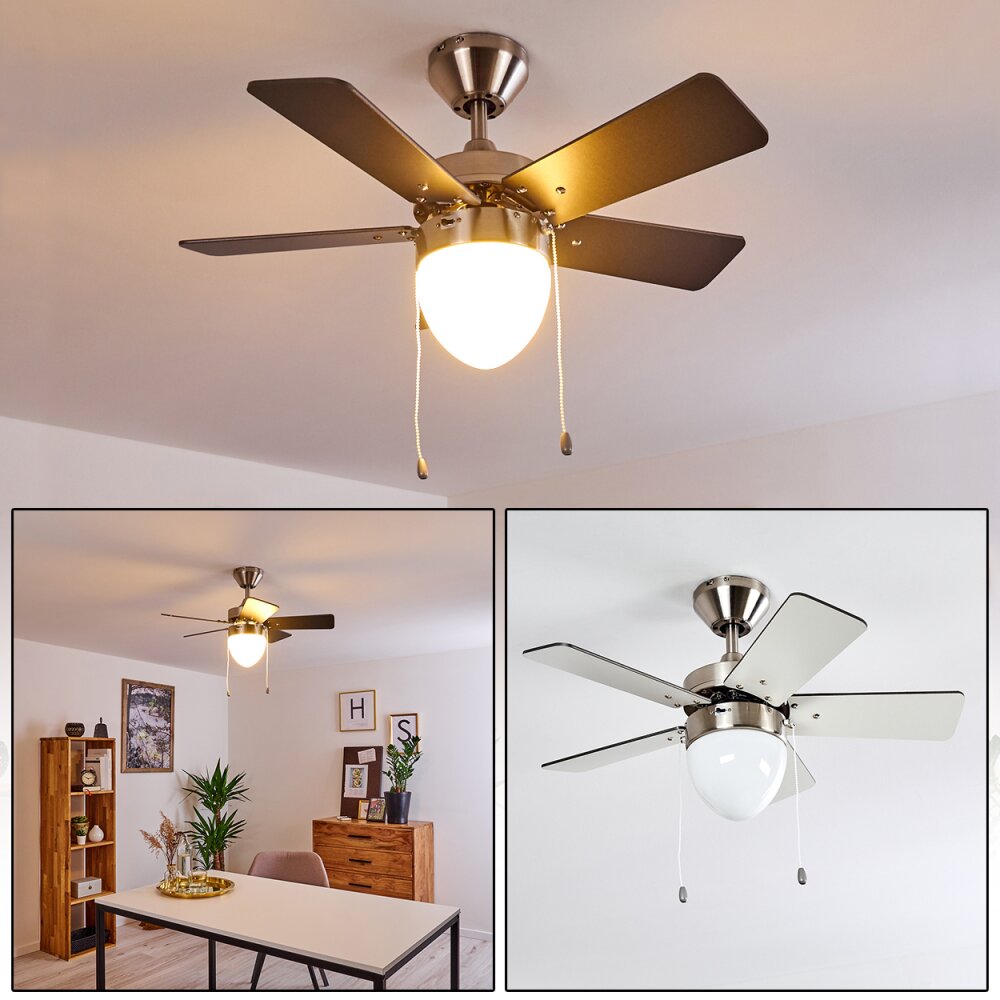 Ellmau Deckenventilator Chrom, Grau, Weiß, 1-flammig main product photo