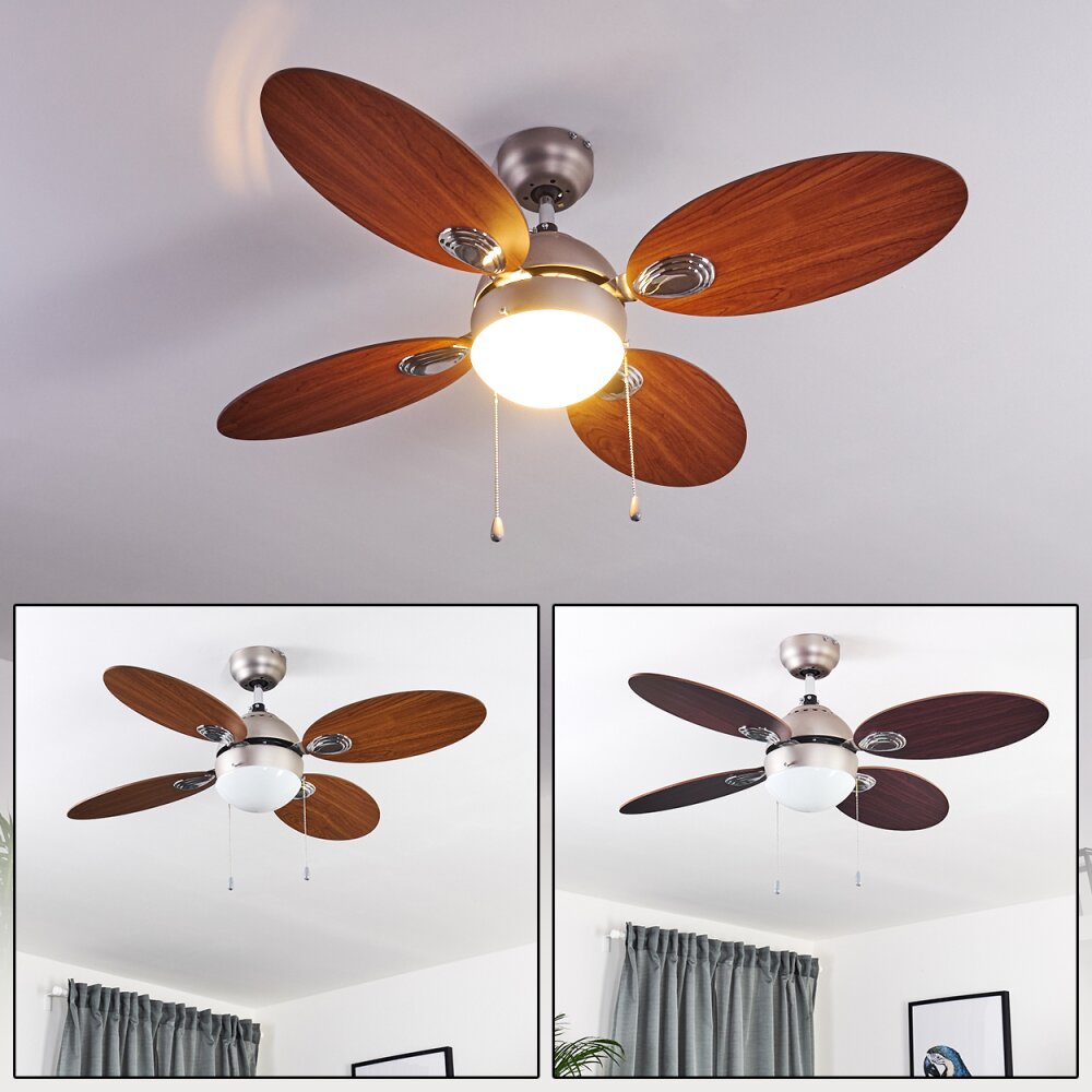 Nicosia Deckenventilator Holz dunkel, Nickel-Matt, 1-flammig main product photo