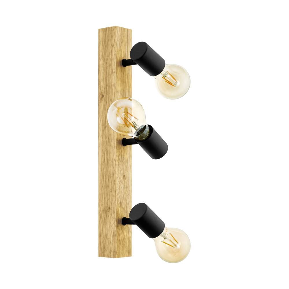 EGLO TOWNSHEND Deckenspot Braun, Holz hell, Schwarz, 3-flammig main product photo