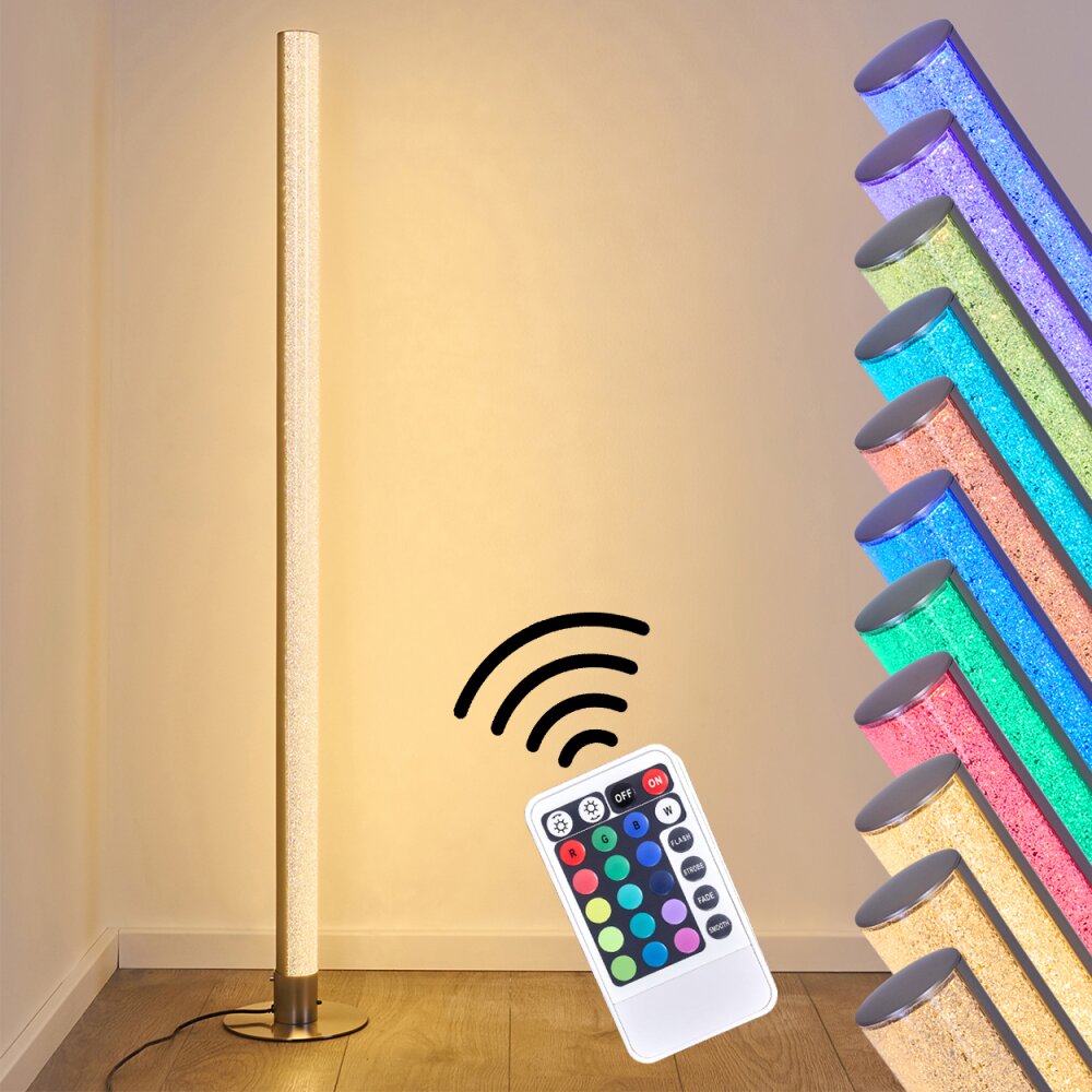Pipe RGB Stehlampe LED Nickel-Matt, 1-flammig, Fernbedienung, Farbwechsler main product photo