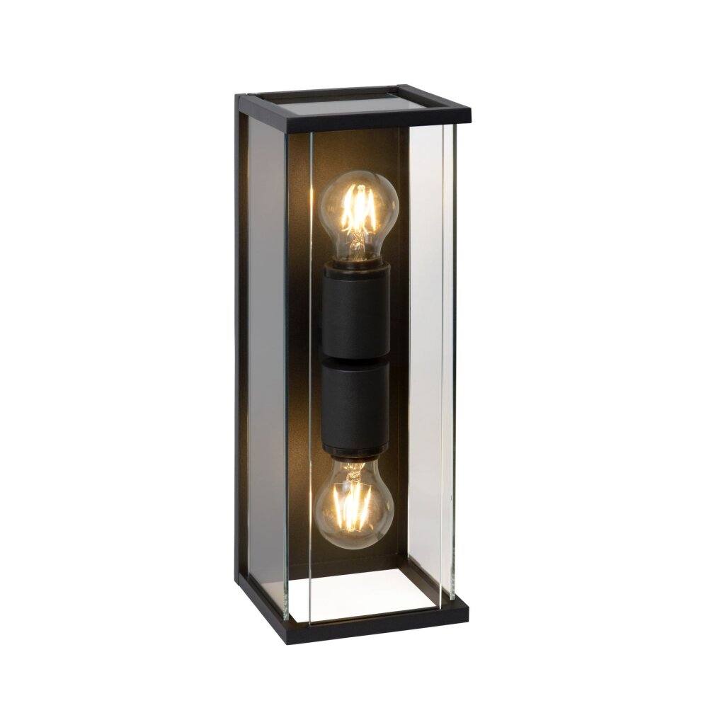 Lucide CLAIRE Aussenwandleuchte Schwarz, 2-flammig main product photo