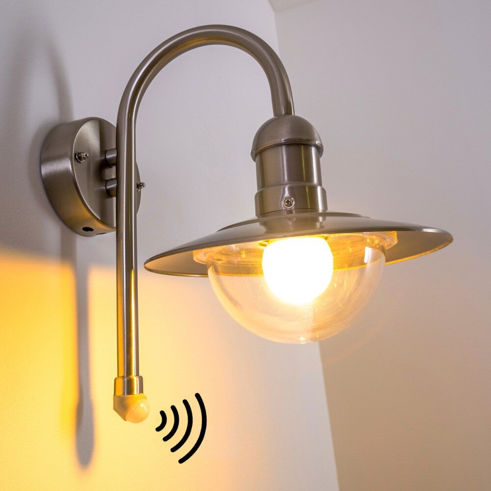 Elima Außenwandleuchte Edelstahl, 1-flammig, Bewegungsmelder main product photo