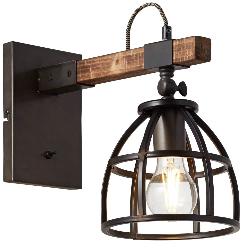 Brilliant Leuchten Matrix Wandleuchte Holz dunkel, Schwarz, 1-flammig main product photo