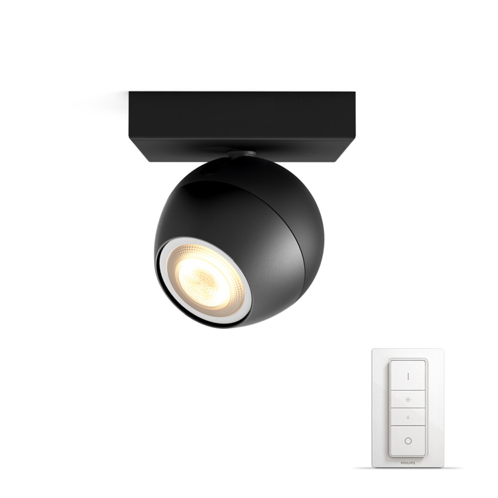 Philips Hue Ambiance White Buckram Deckenspot Basis-Set Schwarz, 1-flammig, Fernbedienung main product photo