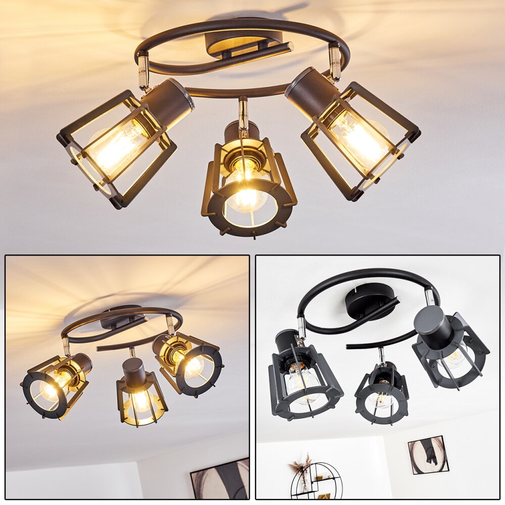 Rieti Deckenleuchte Schwarz, 3-flammig main product photo