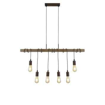 Searchlight BARN Pendelleuchte Braun, Holz dunkel, 6-flammig