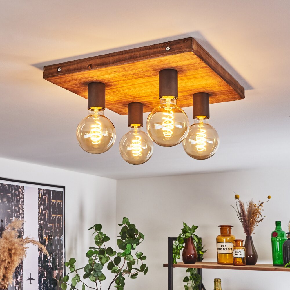 Amnicon Deckenleuchte Holz dunkel, Schwarz, 4-flammig main product photo