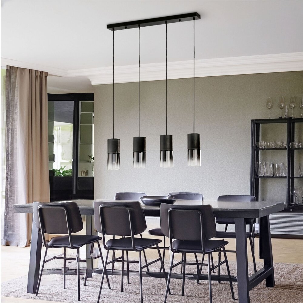Trio Leuchten ROBIN Pendelleuchte Schwarz, 4-flammig Schwarz 310600432