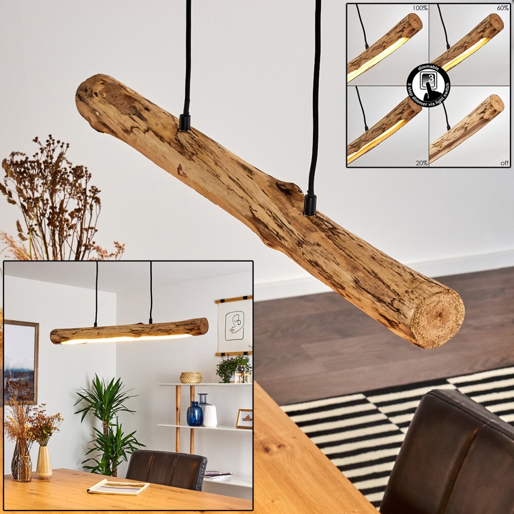 Winterthur Pendelleuchte LED Holz hell, Schwarz, 1-flammig main product photo