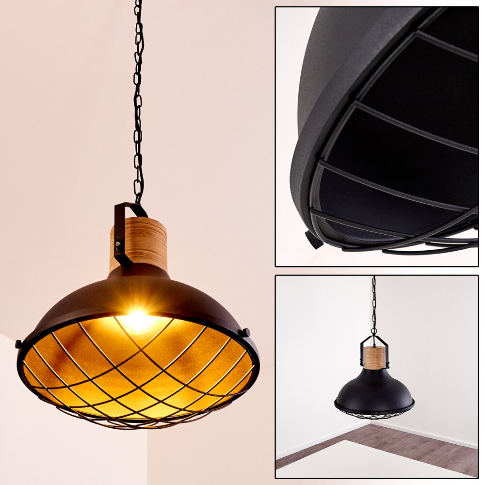 Onsala Hängeleuchte Holz dunkel, Schwarz, 1-flammig main product photo