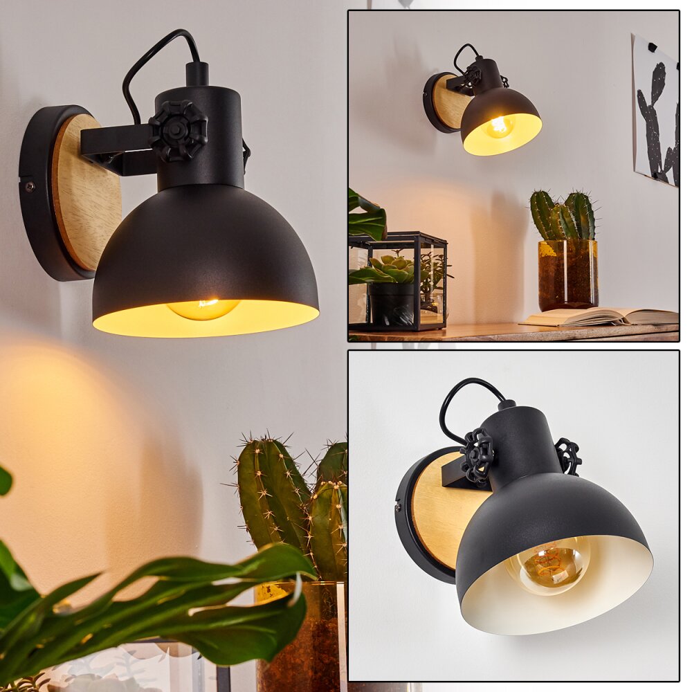 Flagstaff Wandleuchte Holz hell, Schwarz, 1-flammig main product photo