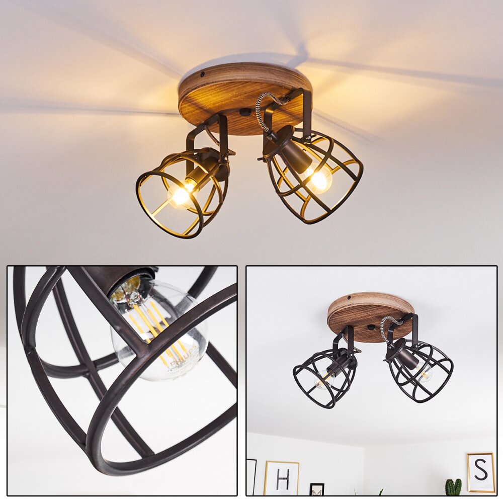 Haervej Deckenleuchte Holz dunkel, Schwarz, 2-flammig main product photo