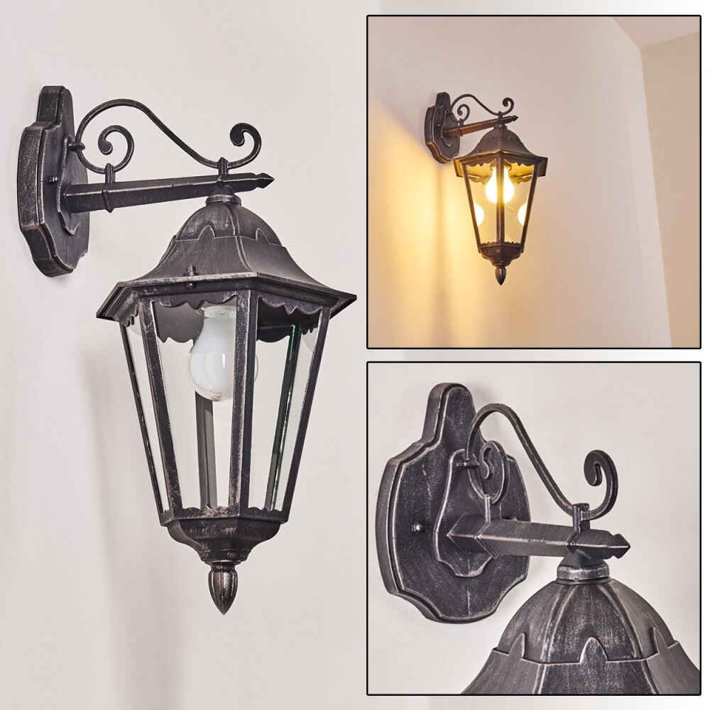Lignac Außenwandleuchte Schwarz, Silber, 1-flammig main product photo