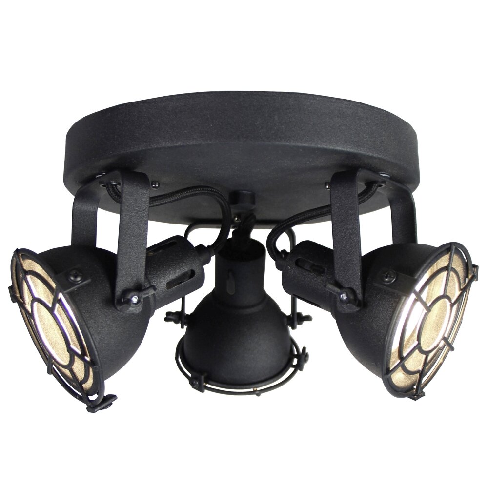 Brilliant G54334/86 Jesper 3er Spotrondell Decken Lampe Leuchte Metall schwarz 
