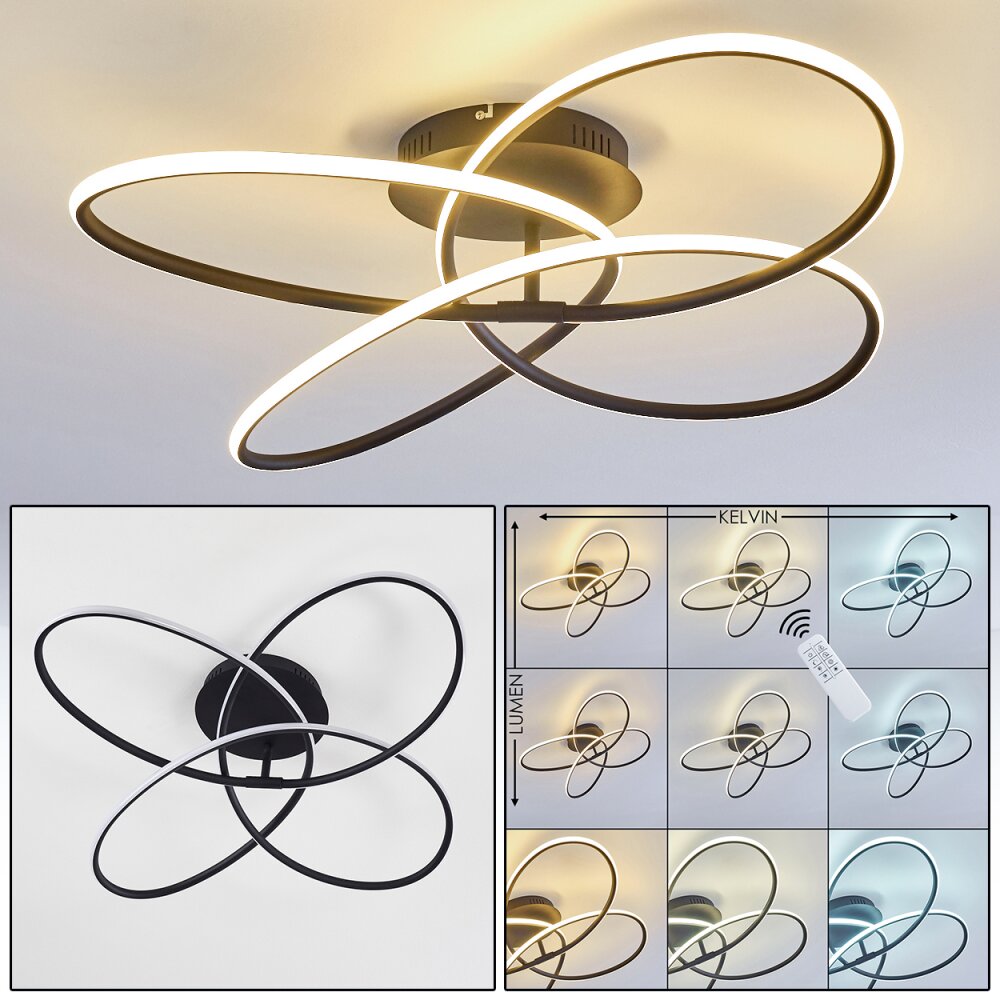 Belgorod Deckenleuchte LED Schwarz, Weiß, 1-flammig, Fernbedienung main product photo