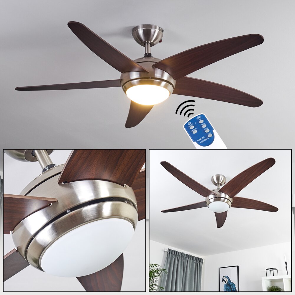 Imon Deckenventilator Holz dunkel, Nickel-Matt, 1-flammig, Fernbedienung main product photo