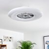 Petrovac Deckenventilator LED Chrom, Weiß, 1-flammig, Fernbedienung