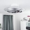 Tamworth Deckenventilator LED Silber, Transparent, Klar, 1-flammig, Fernbedienung