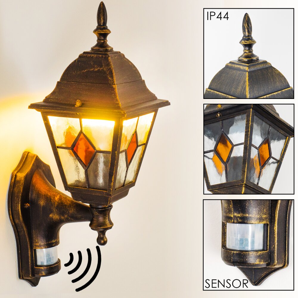 Antibes Außenwandleuchte Braun, Gold, 1-flammig, Bewegungsmelder main product photo