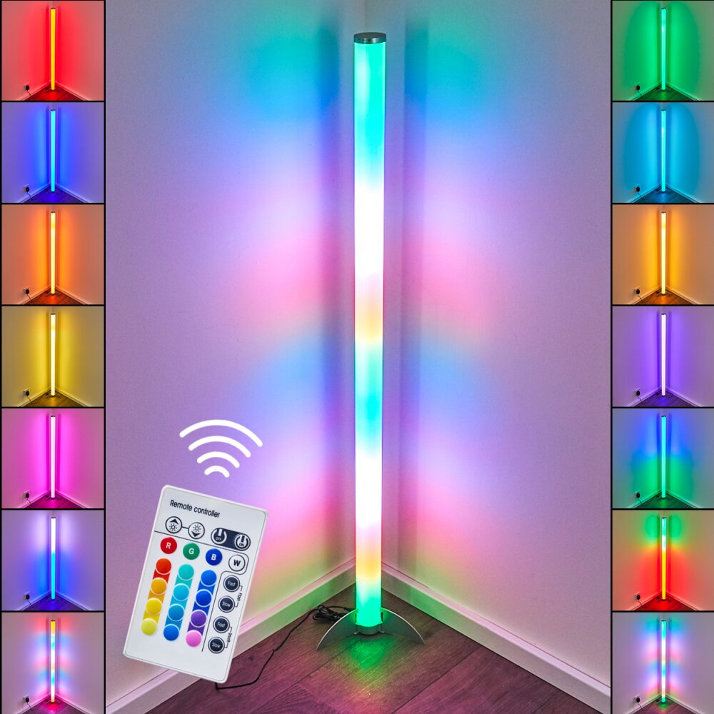 Laugar Stehlampe LED Silber, 1-flammig, Fernbedienung, Farbwechsler main product photo