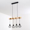 Barbengo Pendelleuchte Holz hell, Schwarz, 4-flammig
