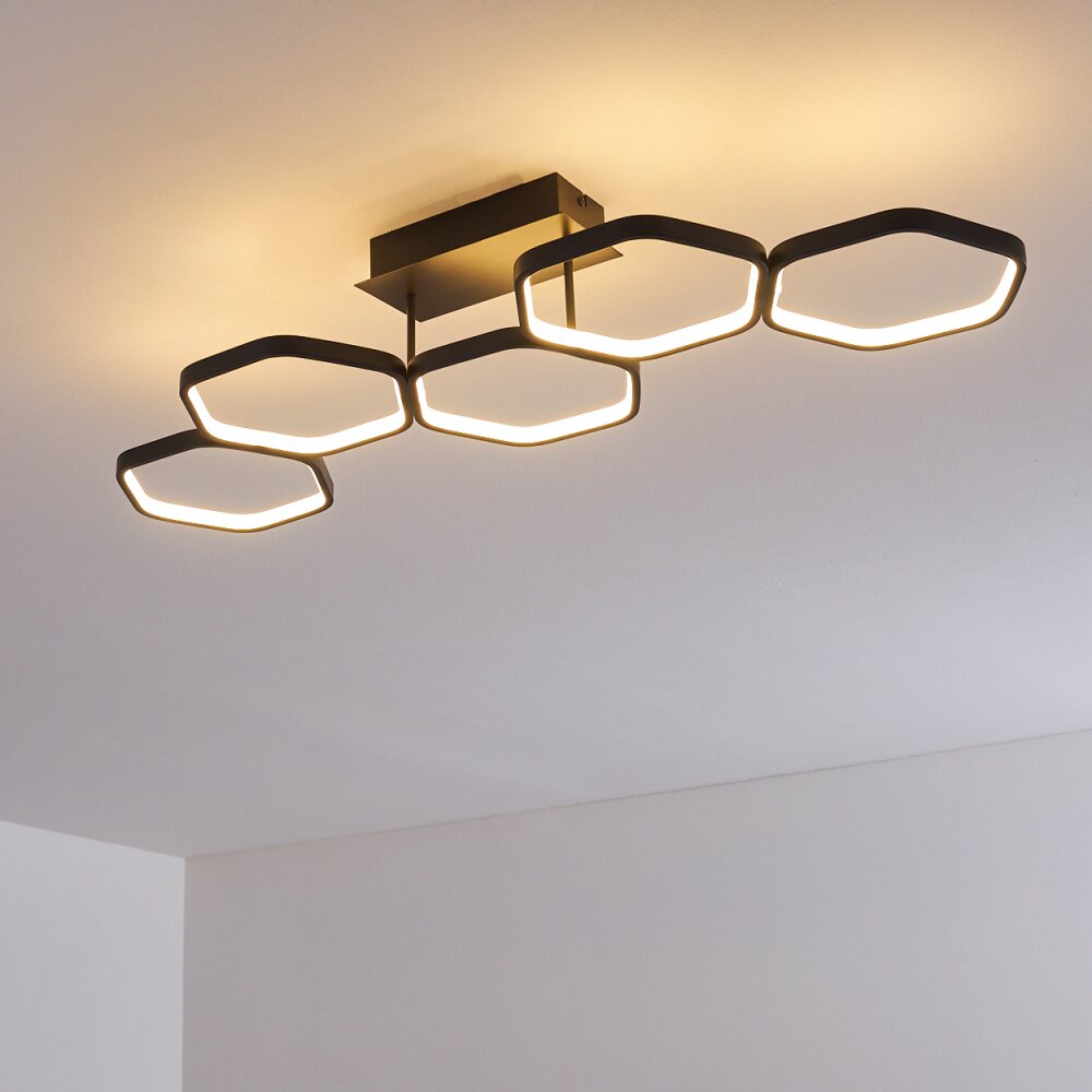 Halmstad LED Deckenleuchte – 5-flammig, 24W, 3000 Lumen, Dimmbar, Schwarz