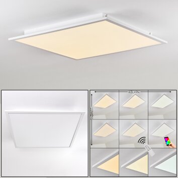 Salmi Deckenpanel LED Aluminium, Weiß, 1-flammig, Fernbedienung