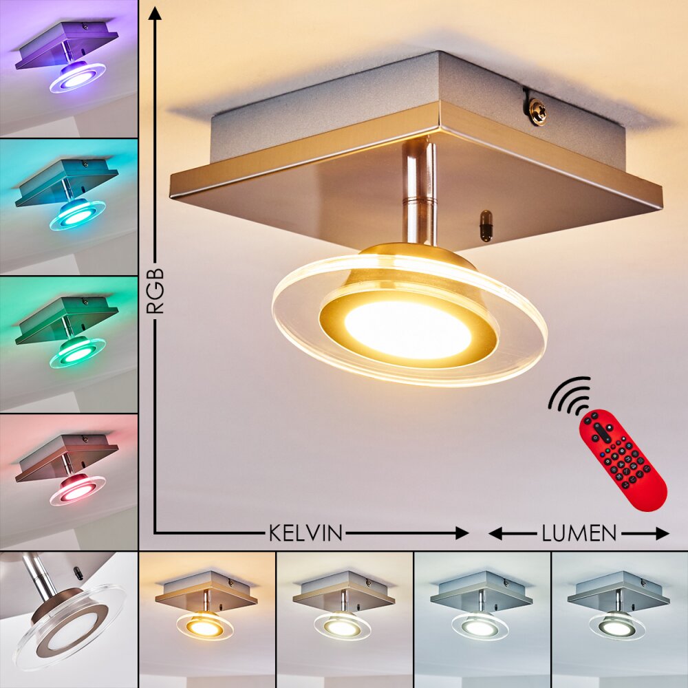 Marsen Deckenleuchte LED Nickel-Matt, 1-flammig, Fernbedienung, Farbwechsler main product photo