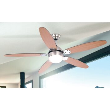 Globo AZURA Ventilator Chrom, Edelstahl, Nickel-Matt, 1-flammig