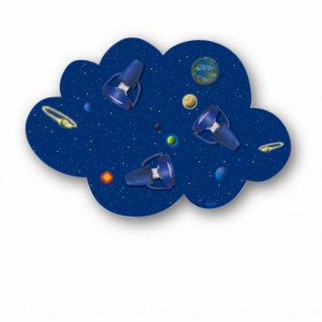 Waldi Deckenleuchte Wolke Weltall Blau, 3-flammig