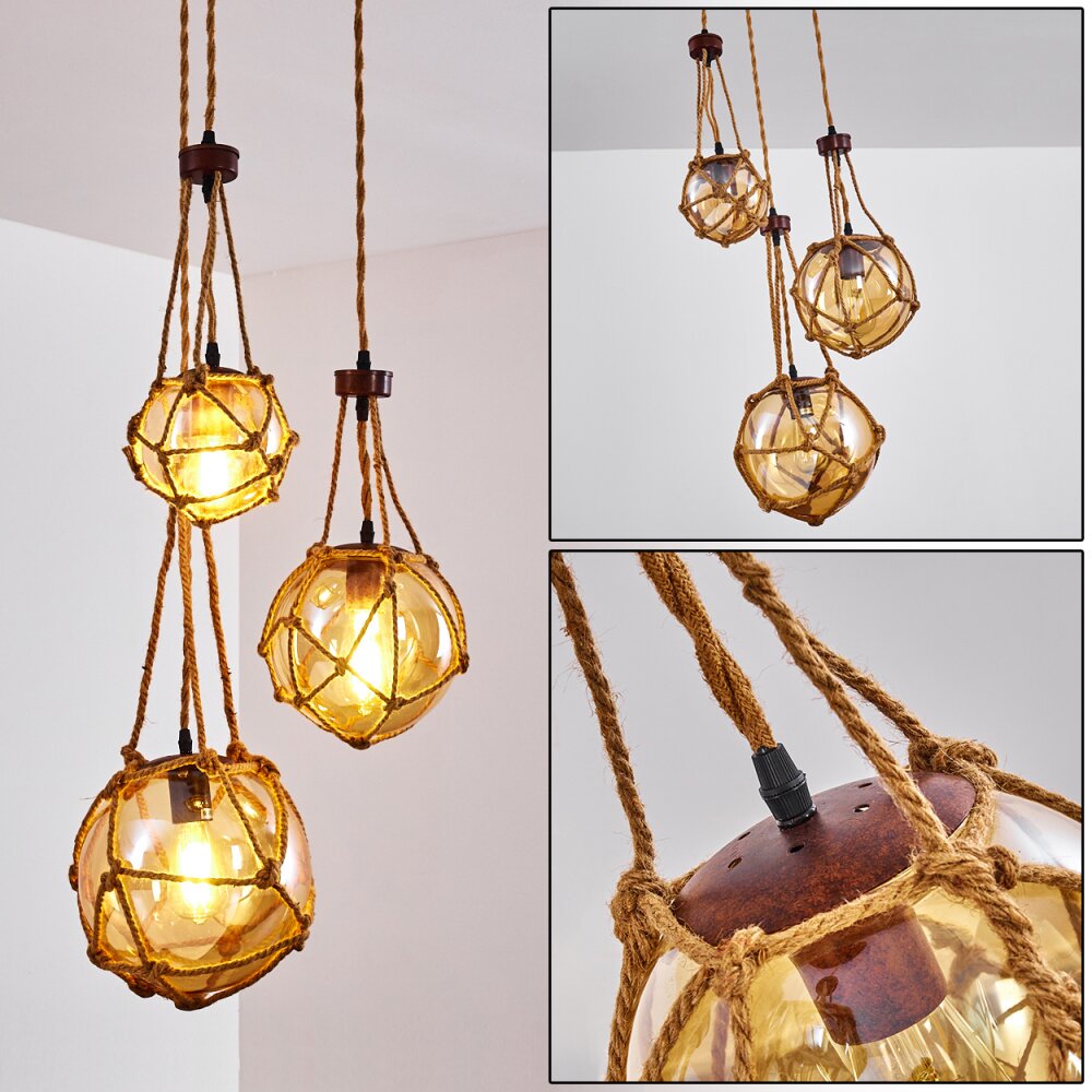 Eslov Hängeleuchte Braun, Rostfarben, 3-flammig main product photo