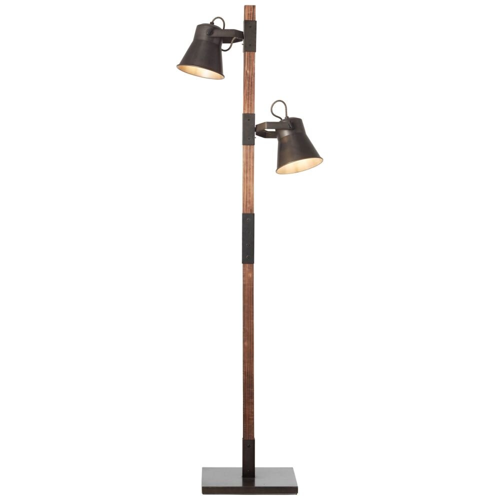 Brilliant Leuchten Plow Stehleuchte Holz dunkel, Schwarz, 2-flammig main product photo