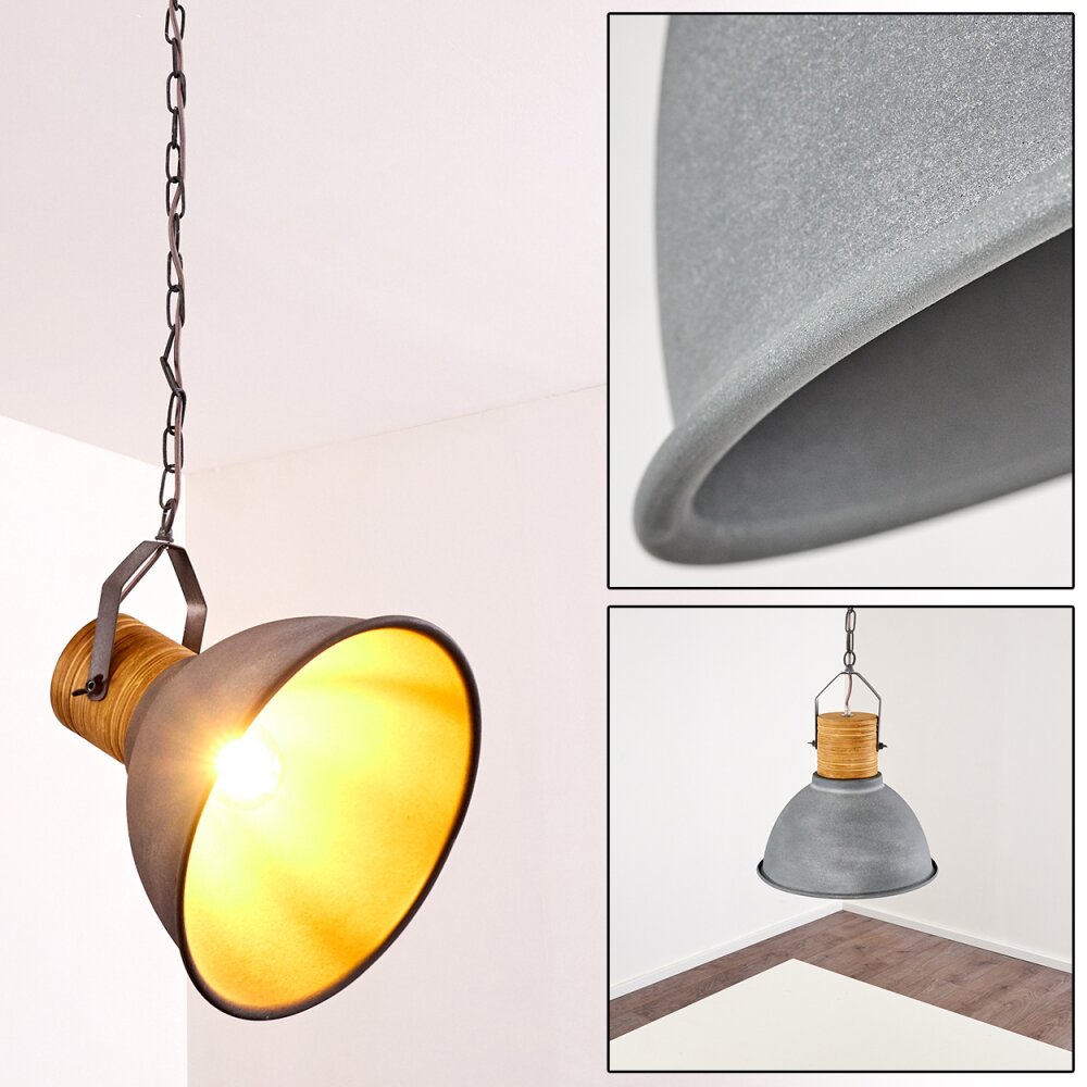 Kinzua Hängeleuchte Grau, Holz hell, Steinoptik, 1-flammig main product photo