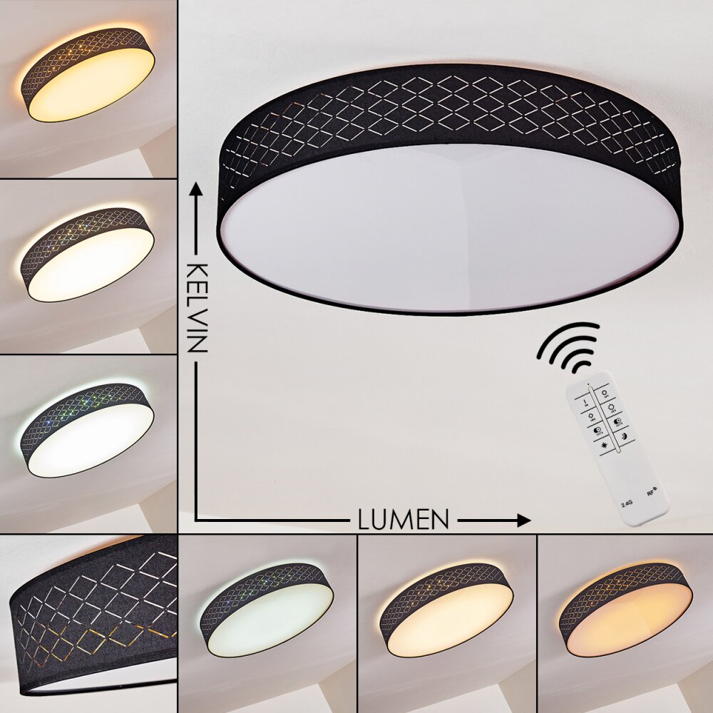 Temuka Deckenleuchte LED Schwarz, Weiß, 1-flammig, Fernbedienung main product photo
