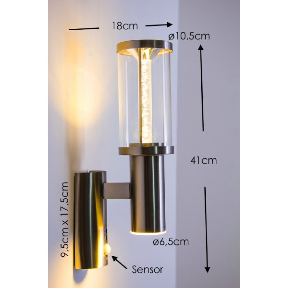 Popoyan Aussenwandleuchte LED Edelstahl, 2-flammig, Bewegungsmelder main product photo