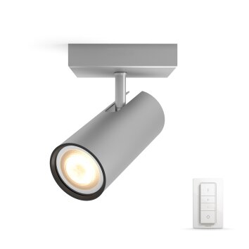 Philips Hue Ambiance White Buratto Deckenspot Basis-Set Silber, 1-flammig, Fernbedienung