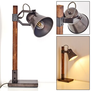 dunkel, 85849/46 Brilliant Holz | Decca Leuchten Tischleuchte Schwarz lampe