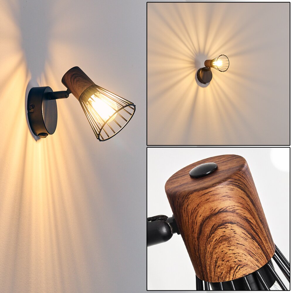 Errested Wandleuchte Holz dunkel, Schwarz, 1-flammig main product photo